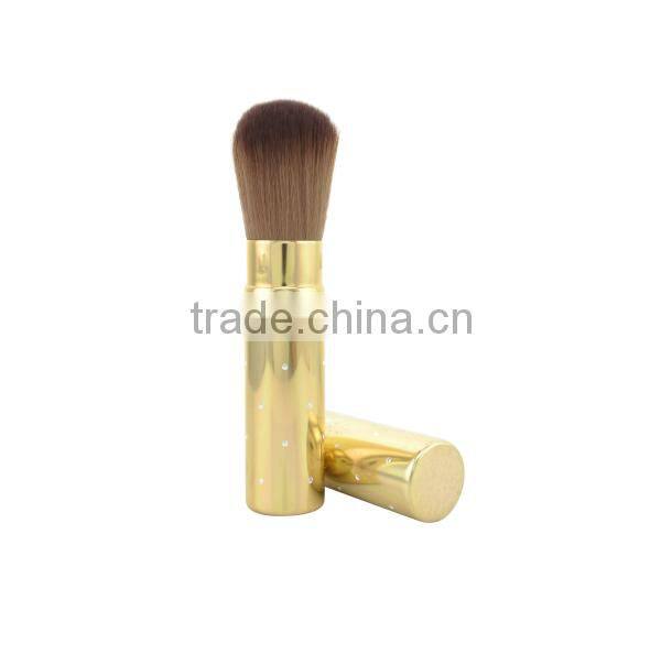 Gold Aluminum Cosmetic Brush Retractable Makeup Blush Powder Brush