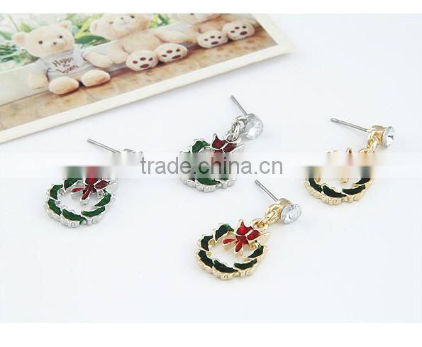 New 2013 promotion Christmas motif wreath earring wholesale earring