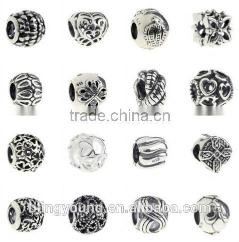 European smooth sterling silver beads diy bracelet
