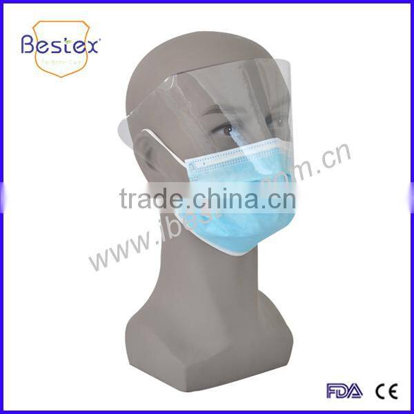 Disposable Earloop Face Mask With Shield for eye protection