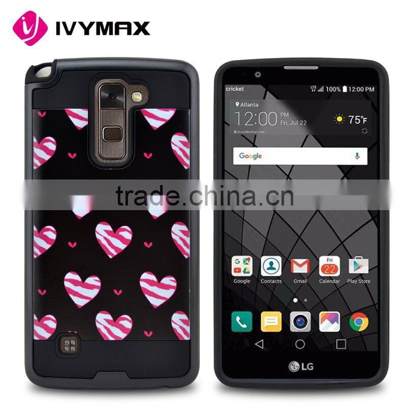 New design black small panda brushed tuff trooper hybrid protector cover case for LG stylo 2 plus MS550 K530 K536