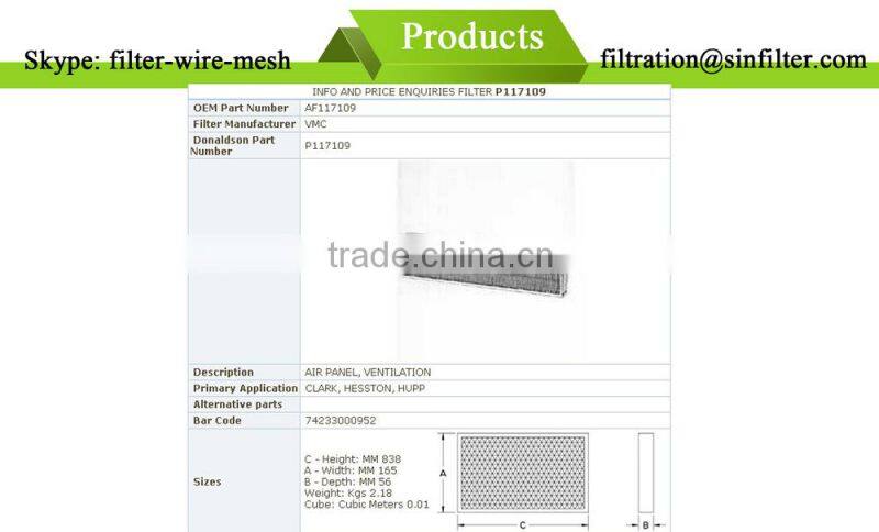 Donaldson P117109 Air Filter Panel