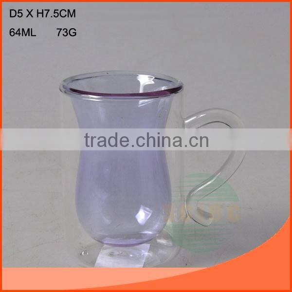 266 ml Double wall glass cup with clear wall outside and green wall inside
