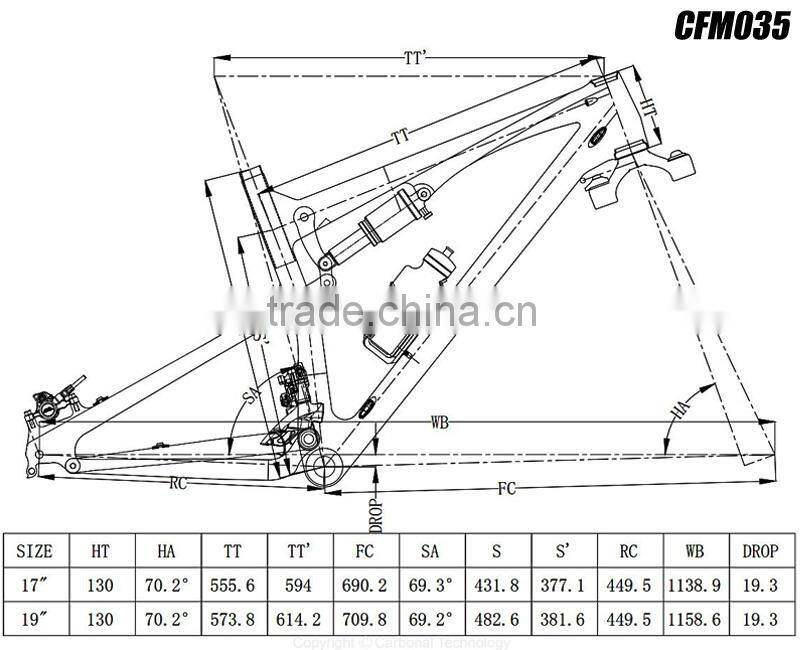 Chinese CarbonBikeKits 29er MTB dual suspension mtb frame CFM035
