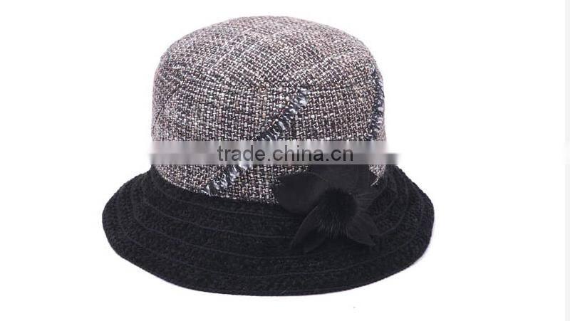 China factory ladies cap hot ladies fancy hat 2016 with flora pom poms