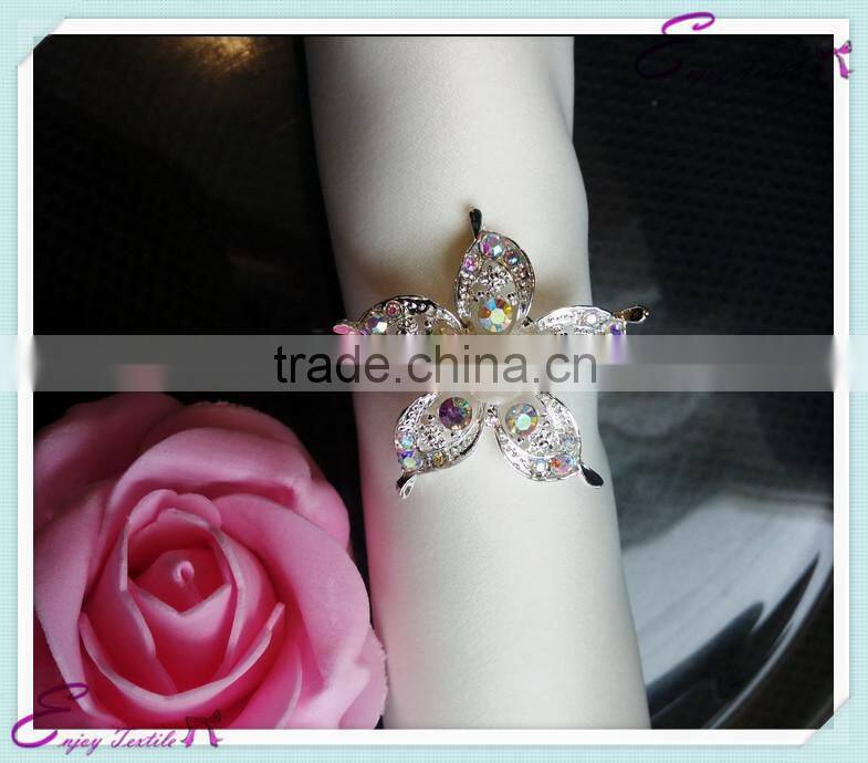 YHA#101 crystal metal napkin ring - polyester banquet wedding wholesale table cloth cover chair cover sash band