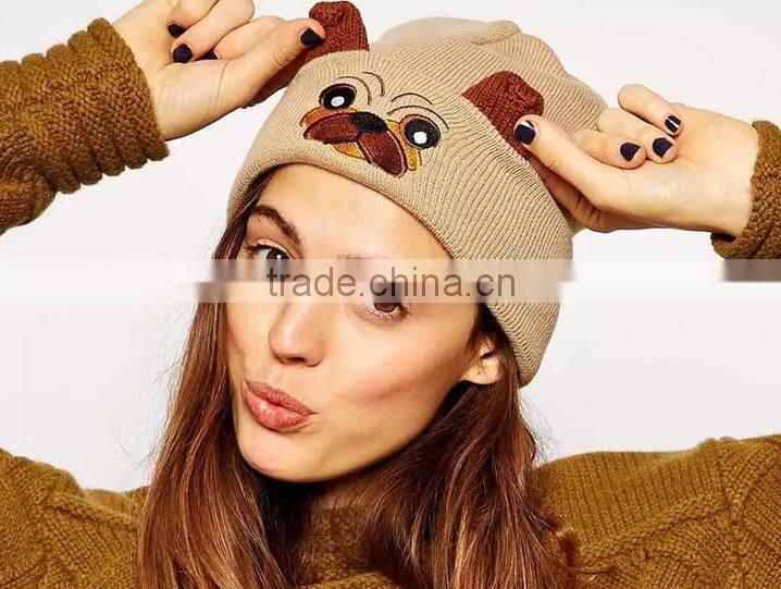 Pom Pom OEM Jacquard Pattern Beanie Hats Wholesale,Custom Knit Acrylic Beanie
