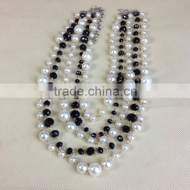 European And American Vintage Crystal Pearl Multilayer Exaggerated Alloy Chain Necklace