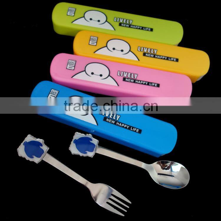 Cartoon stainless steel cutlery set with unique box