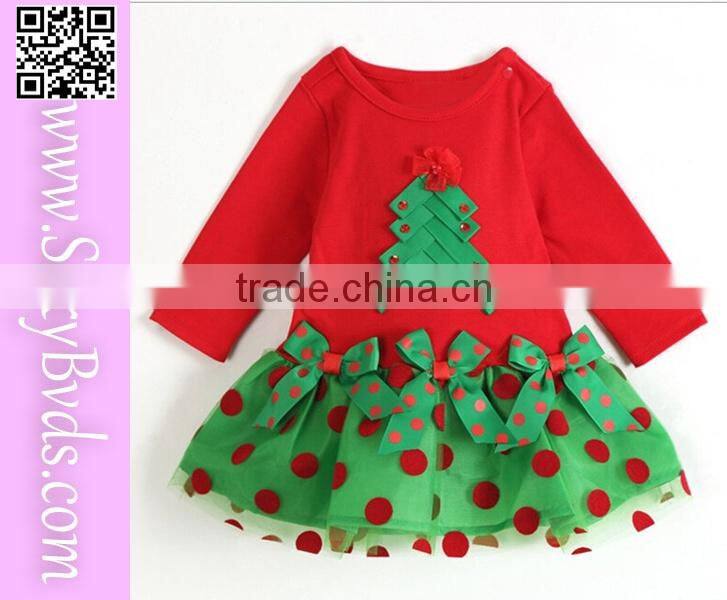 New arrival red and green fashion wholesale girls christmas dress