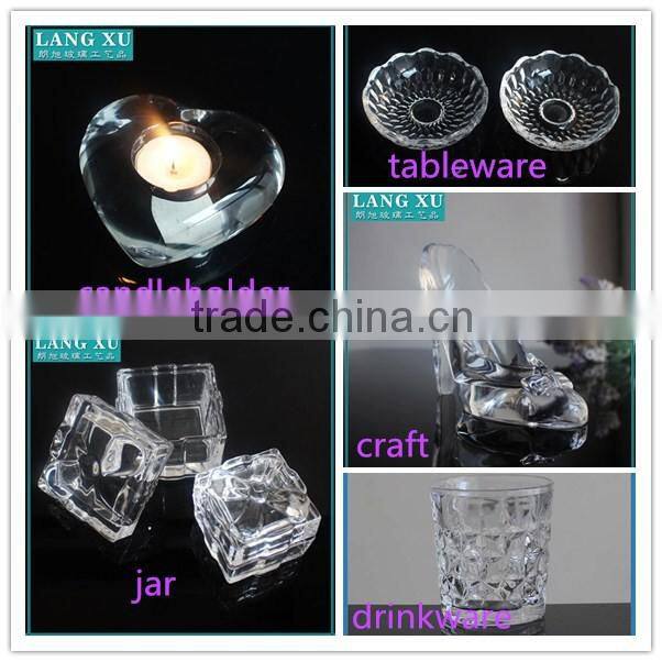 customized small decorative glass triangle candy jars with lids