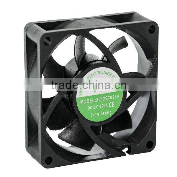 xinyujie high performance 70*70*25mm 12/24v mini cold air fan refrigerator fan motor /bathroom exhaust fan