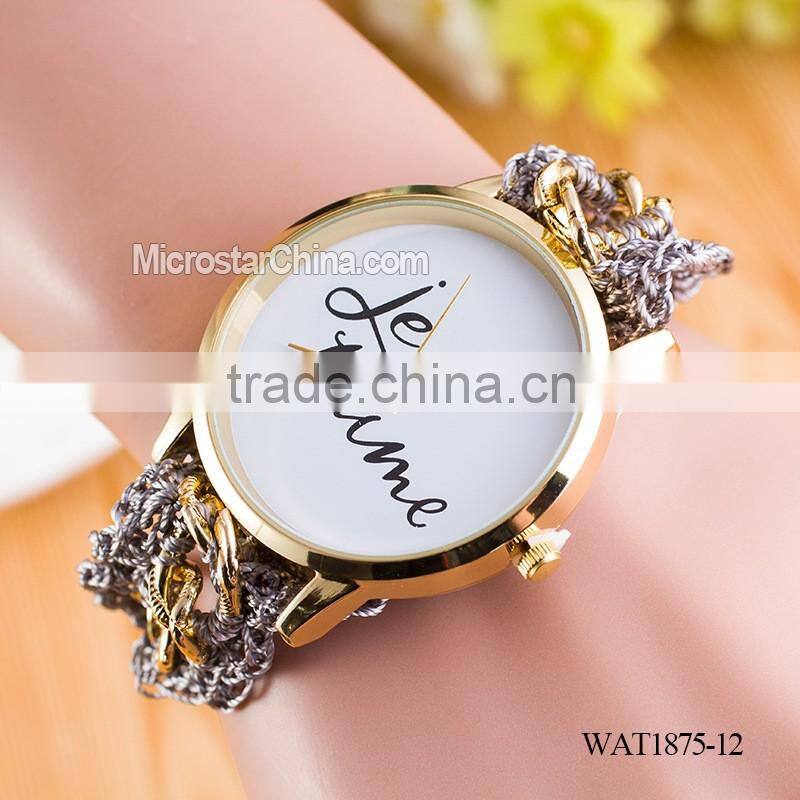 New Classic Geneva Ethnic Braided Analog Quartz Chain jetaime stainless steel watch