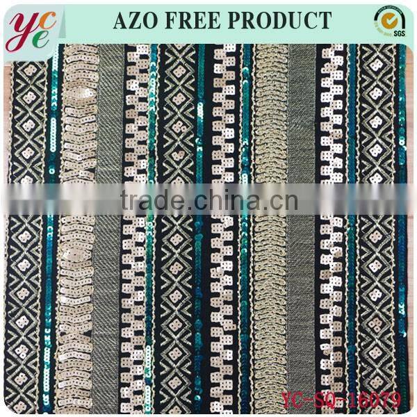 Multicolor sequins strip pattern design sequin fabric embroidery for dress