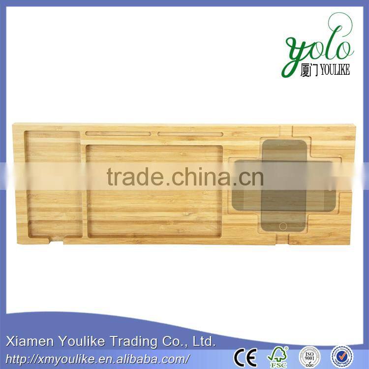 Natural Bamboo Tidy iPhone Organiser Saving Keyboard Top Desk
