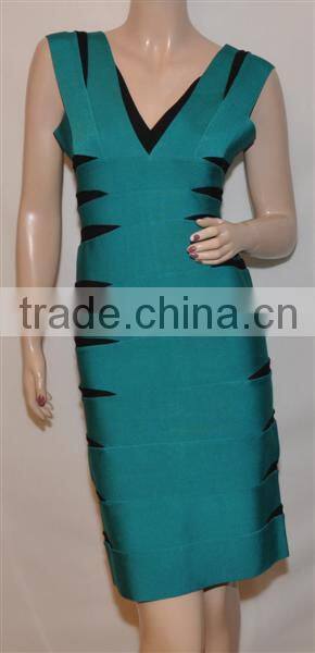 Sexy color block women bandage dress bandage clothing