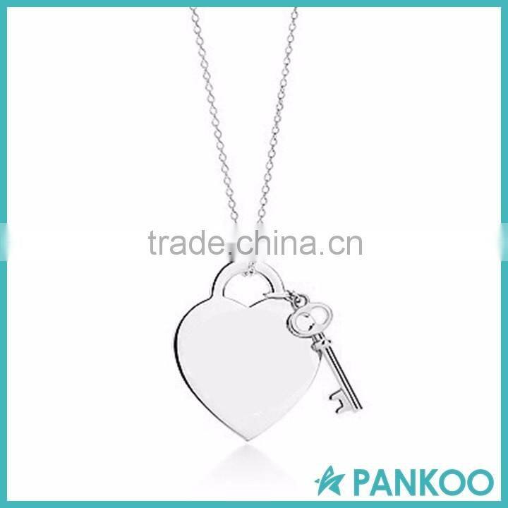 Hot sell 2016 sterling silver jewelry 925 silver heart necklace high polished tag jewelry