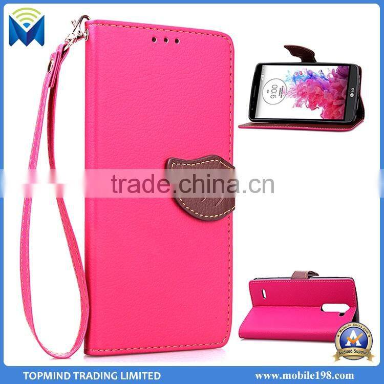 OEM Accepted Phone Case for LG G3 Stylus Leather Flip Case Cover with Card Slot