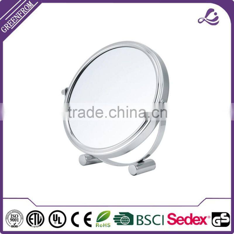 round shape cosmetic magnifying metal mirror with stand
