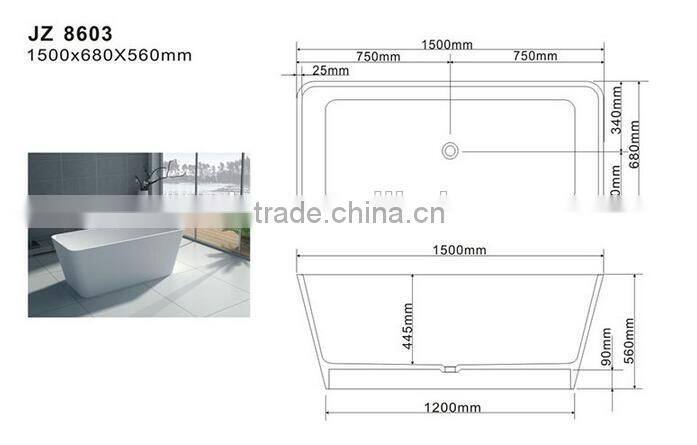 Custom size acrylic solid surface bathtub / stone resin bath tubs,Artificial Stone freestanding Bathtub
