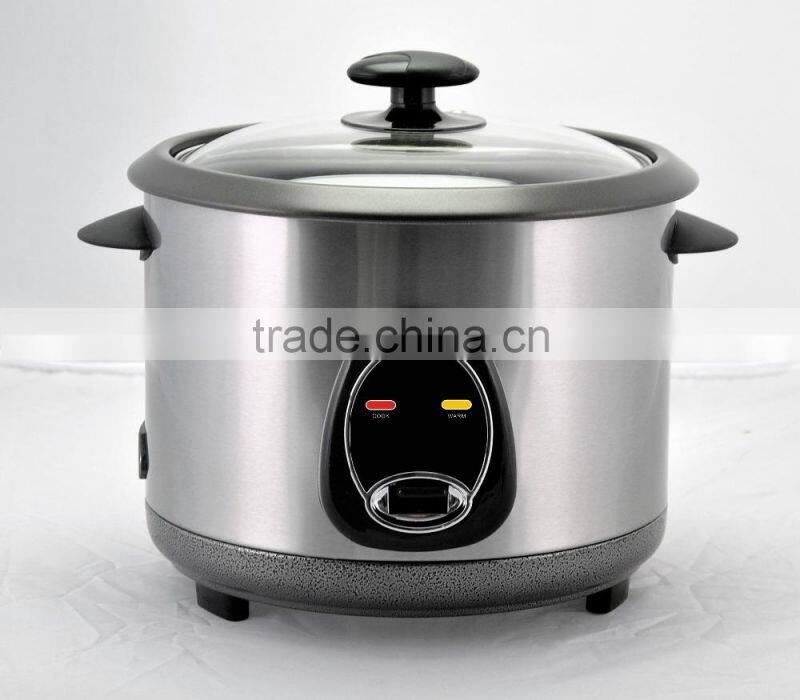 Chinese factory manufacture stainless steel body rice cooker with glass lid