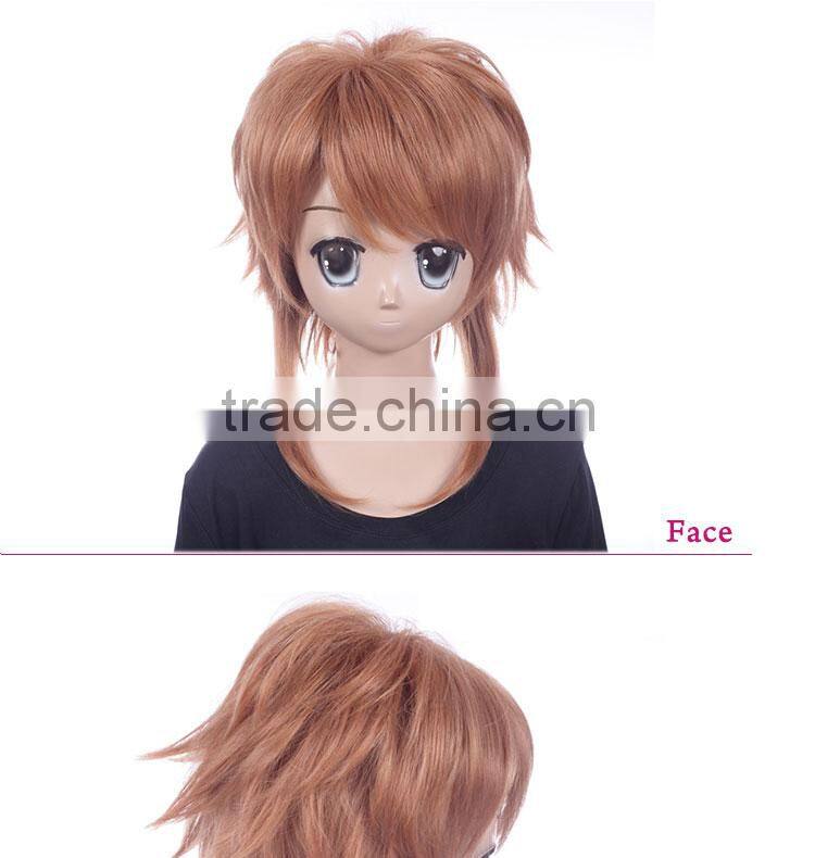 High quality High Temperature Fiber short brown cosplay wig