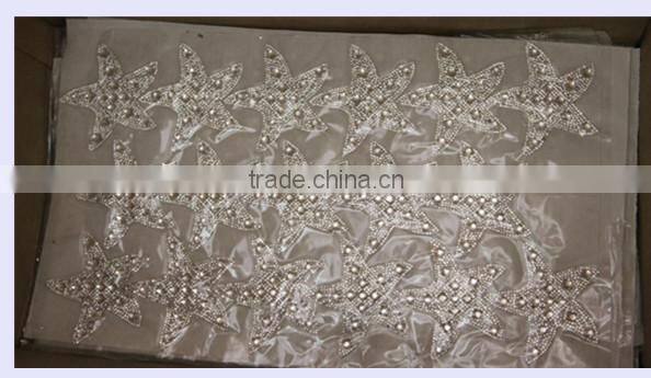 Nice quality hot fix handmade embroidered with stones and beads