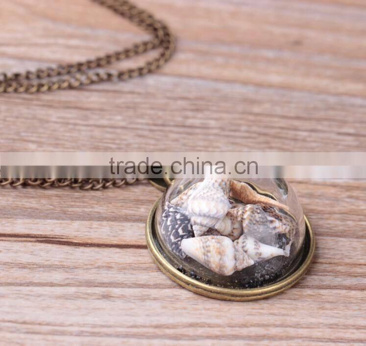 2016 new style!!!The European and American fashion conch shells on the beach wind starfish necklace The glass pendant