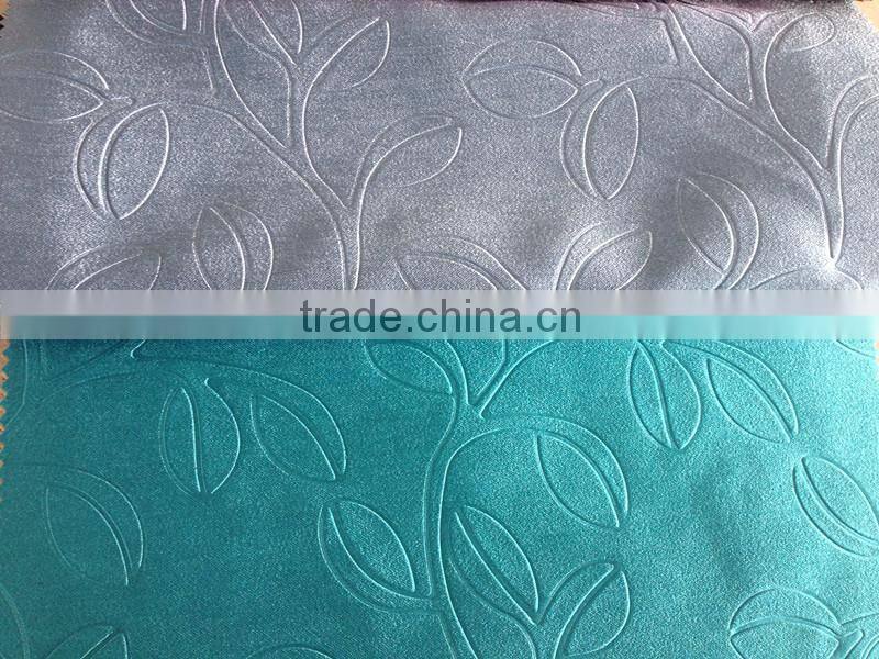 2015 new product polyester 3D embossed leaf pattern breathable blackout fabric