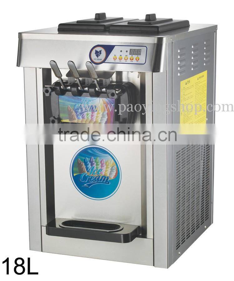 18L Flozen Yogurt Countertop Stainless Steel Commercial 110v 60Hz 220v 50Hz Electric 3 Flavor Soft Ice Cream Maker