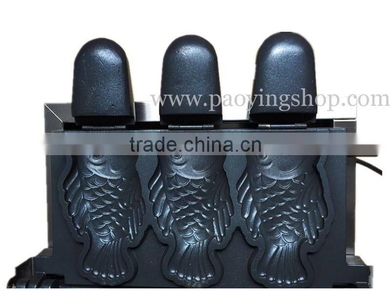 (3 in 1) 3pcs Commercial Use Non-stick 110v 220v Electric Icecream Taiyaki Baker + Batter Dispenser + Stuffing Scoop