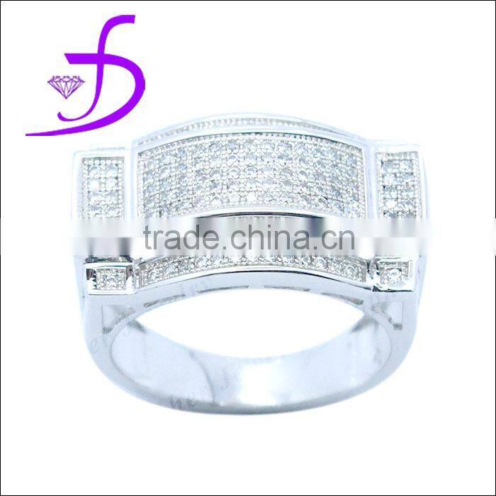 Wholesale 925 Sterling Silver Cubic Zirconia Ring Micro Pave Setting Men Ring