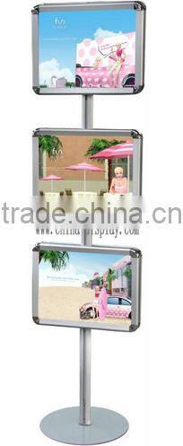 Floor standing aluminum poster stand with 3 A3 poster