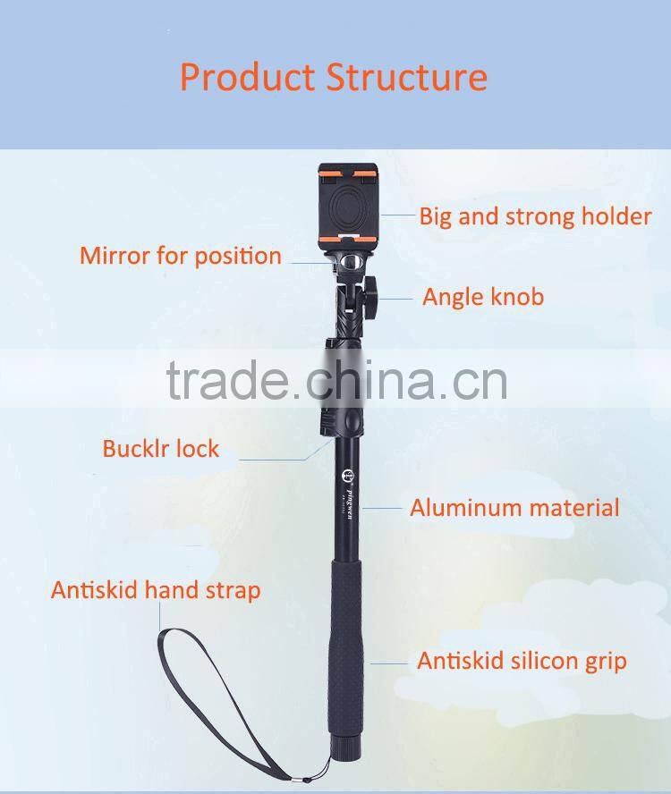 Promotional low price selfie stick length adjustable monopod made in China
