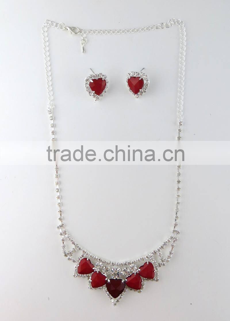 Vintage purple acrylic stone heart necklace set