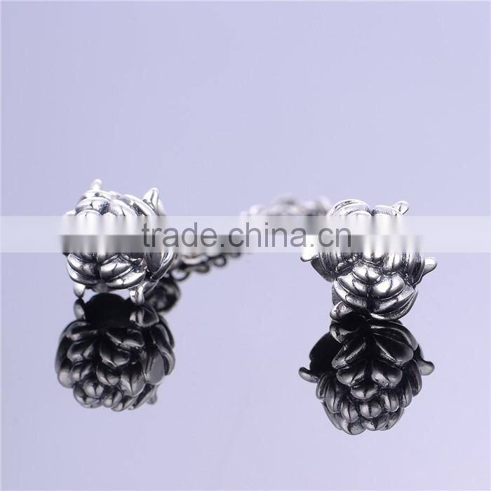 Solid Silver Flower Safety Chain fit for Silver European Brand Bracelet