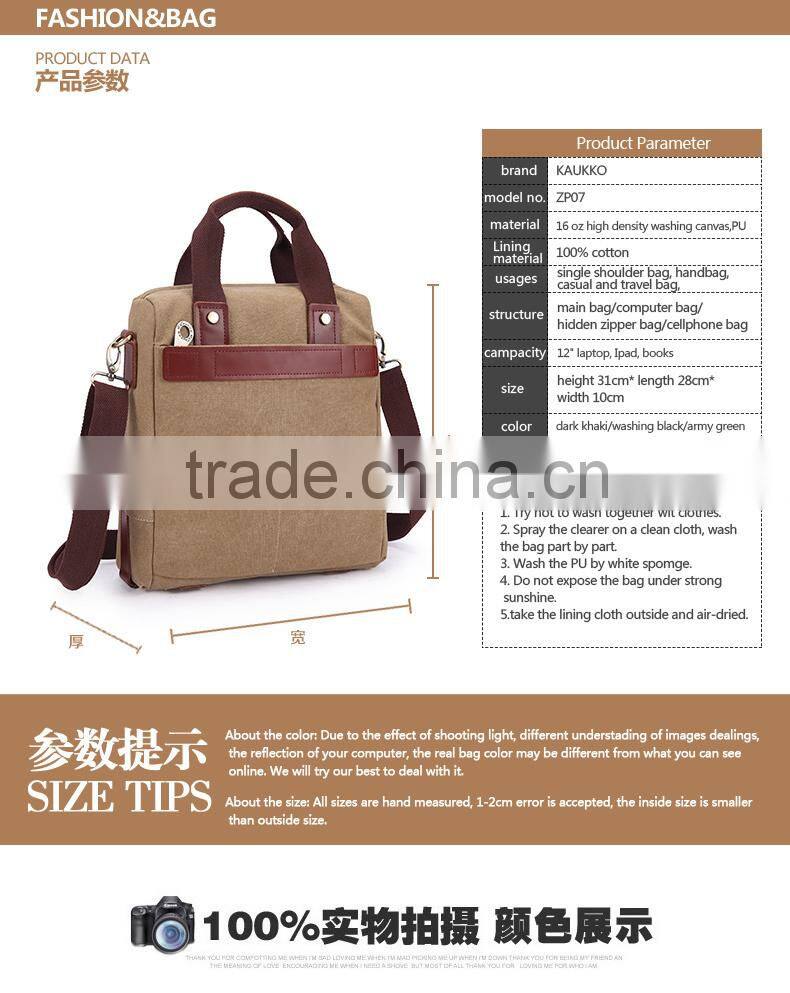 2016 good selling canvas bag leather handle cotton canvas tote unisex handbag
