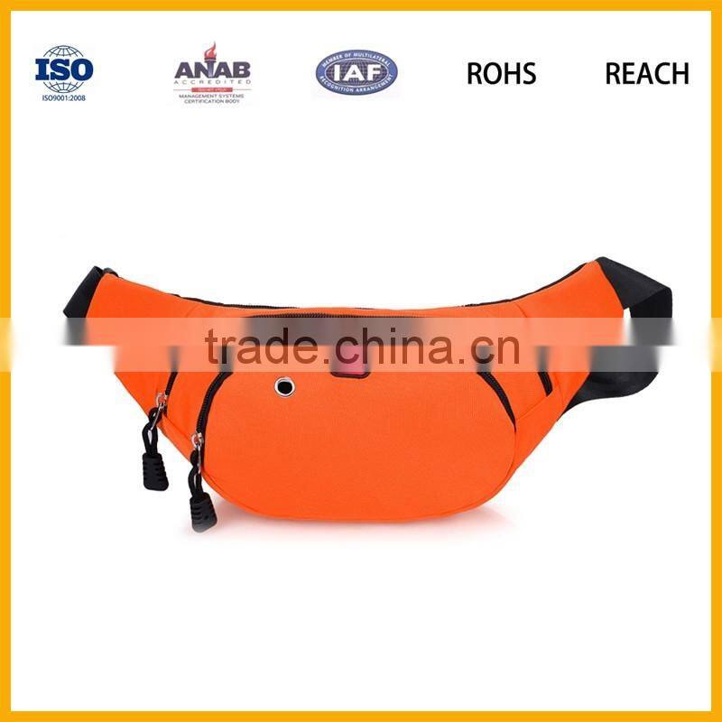 2016 latest Design Elegant Men and Women300D Orange Color Adjustable Strap Waist Bag for Sports, Running, Cycling