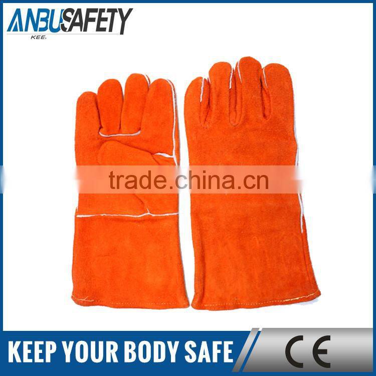 full palm orange leather gloves for welding