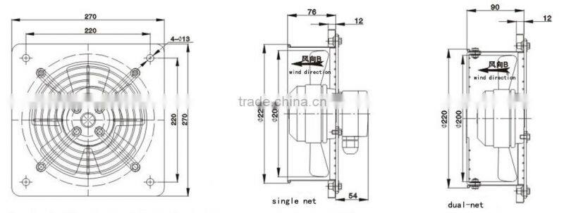 380v 2700rpm low noise large volume square type external rotor axial fan