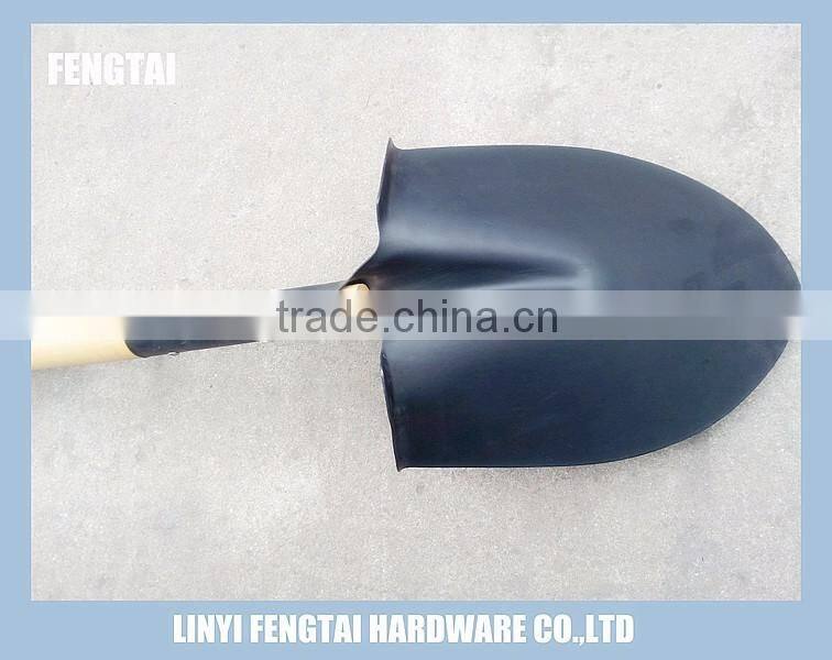 S518 Round Short Wooden Handle Steel Shovel