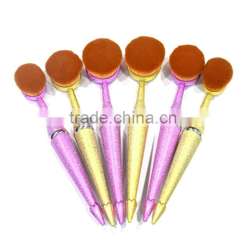 10pcs NEW design Bling cosmetic brush synthetic toothbrush oval makeup brush set