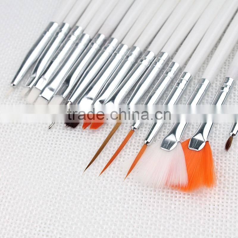Wholesale 15pcs per set wood handle nail round oil artist paint brush pen set for art painting
