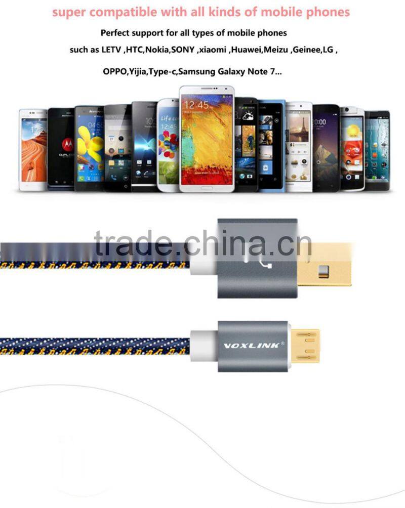 Voxlink fast charging 5V 2a Denim Gold plated 1m USB type c charger cable for macbook