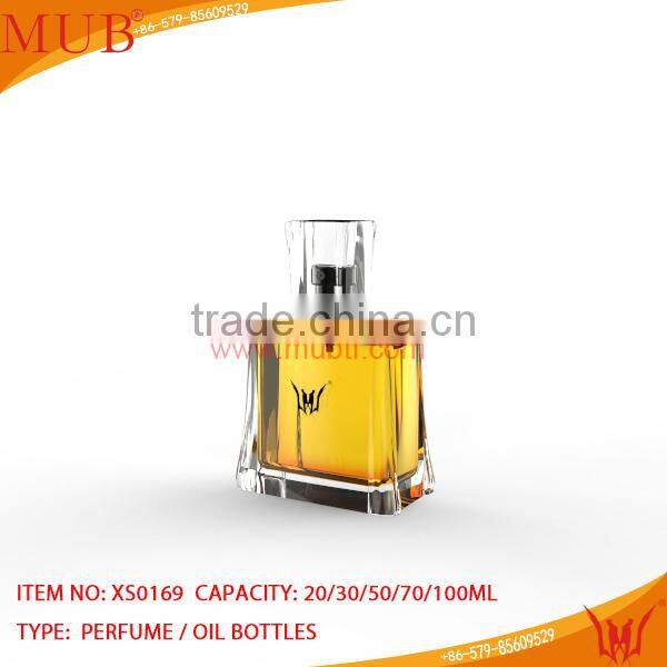 Hot sale Man's parfum empty glass bottle with pump wholesale