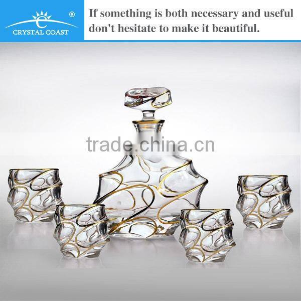 Gold vintage crystal whiskey wine decanter