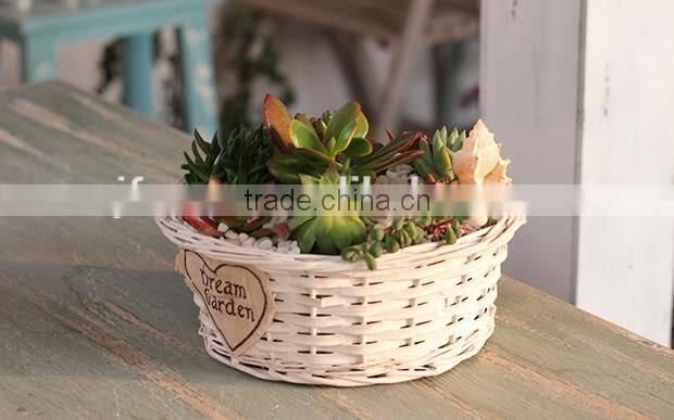 Creative home design handmade white wicker basket no handles