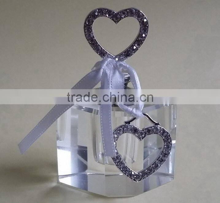 small empty crystal perfume bottle with jewelled metal alloy handle for mother's day