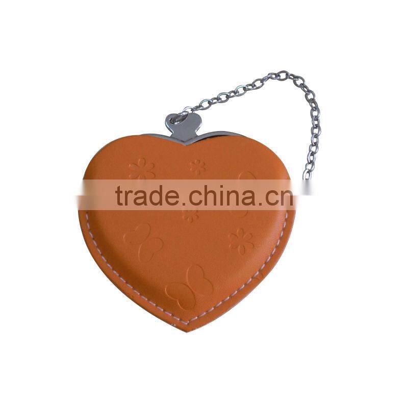 Hot Sublimation Sell Heart Hand Mirror with Leather Case