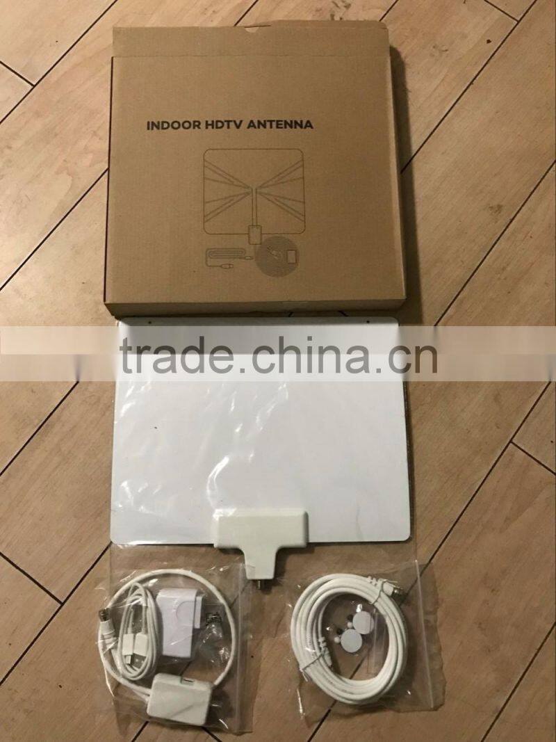 Latest Digital Indoor Tv Antenna Flat Digital HD TV Atenna UIitra-thin 50 Miles Range HD High Gain Flat Antenna Amplified
